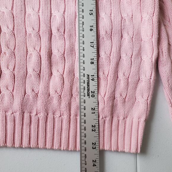 Y2K Ralph Lauren Sport Sweater Womens XL Pink 100% Cotton Cable Knit Pullover - Picture 8 of 10